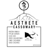 Southern Cassowary field tag — Aesthete taxonomy card