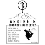 Monarch Butterfly field tag — Aesthete taxonomy card